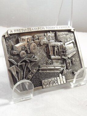 Case IH "A Fresh Team for Today's Farmer" Farm Scene Belt Buckle